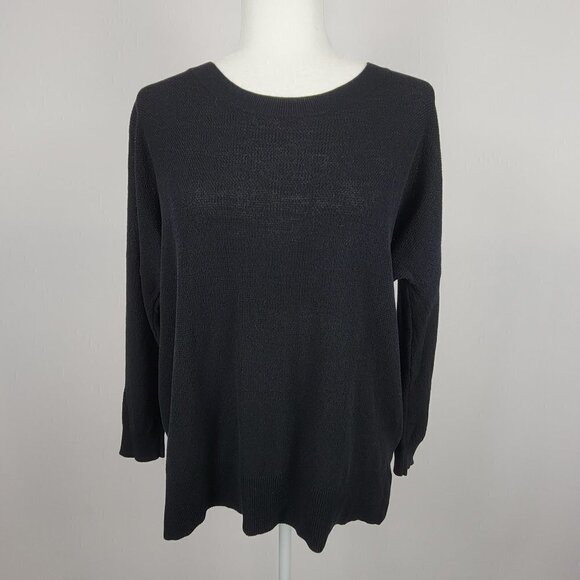 Madewell Tops - Madewell  Knit Top  Black Boat Half Sleeve Neck Stretch Santana Knit Size M